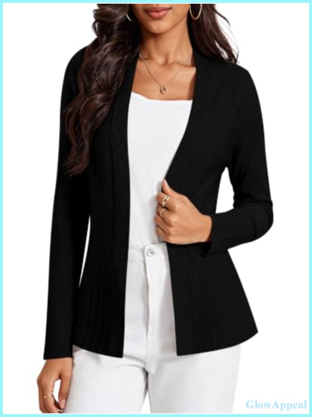 Women's Cardigan V-Neck Open Front Long Sleeve Lightweight Knit Sweater
